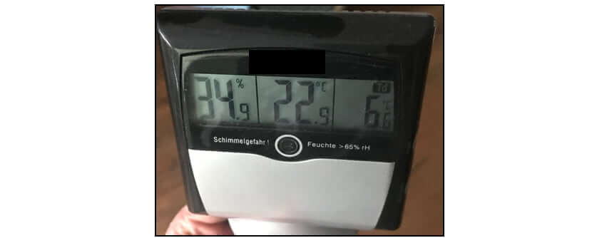 Überprüfen des Raumklimas mit einem Thermohygrometer - I-O-K